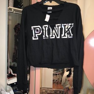 NWT Victoria secret Pink black crop top